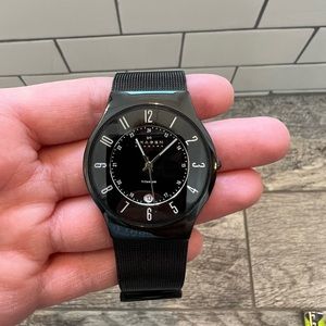 Skagen Sundby Titanium and Charcoal Steel Mesh Watch